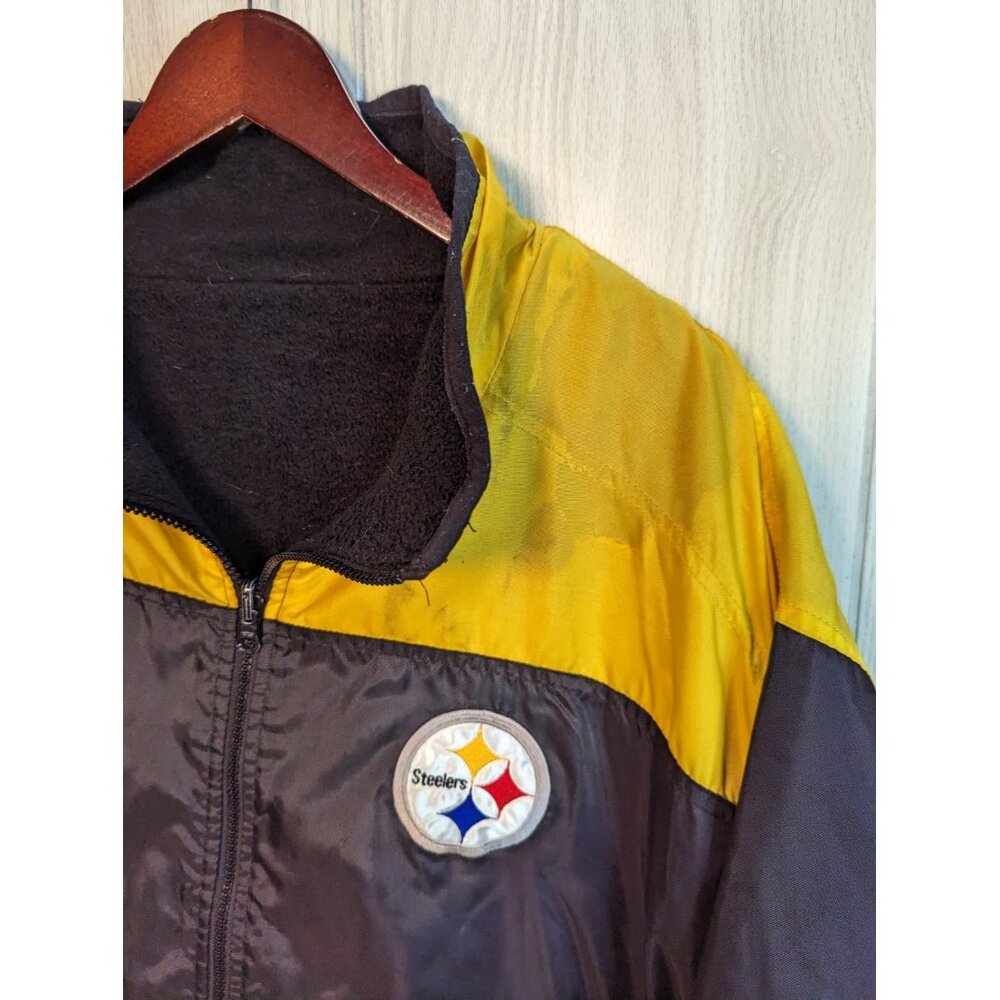 Distressed Pittsburgh Steelers Pullover Windbreaker NFL Men's 2XL Reversible - Picture 6 of 13